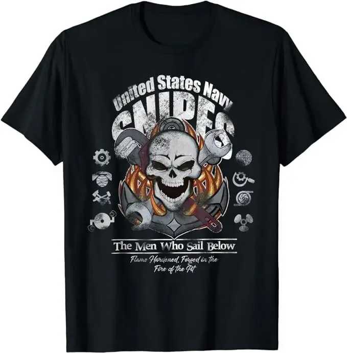 

NEW LIMITED US Navy Snipes The Men Who Sail Below Skull Vintage T-Shirt S-5XL