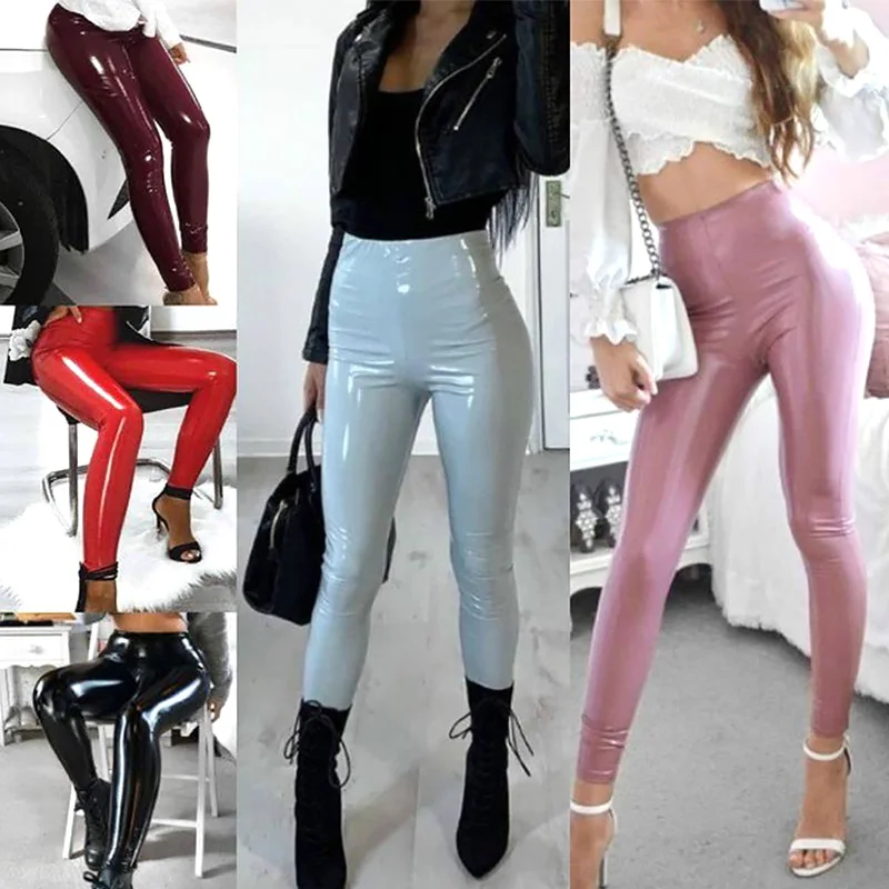 

Women Tight Trouser Autumn Winter Women Thin Velvet Pu Leather Pants Female Sexy Elastic Stretch Faux Leather Skinny Pencil Pant