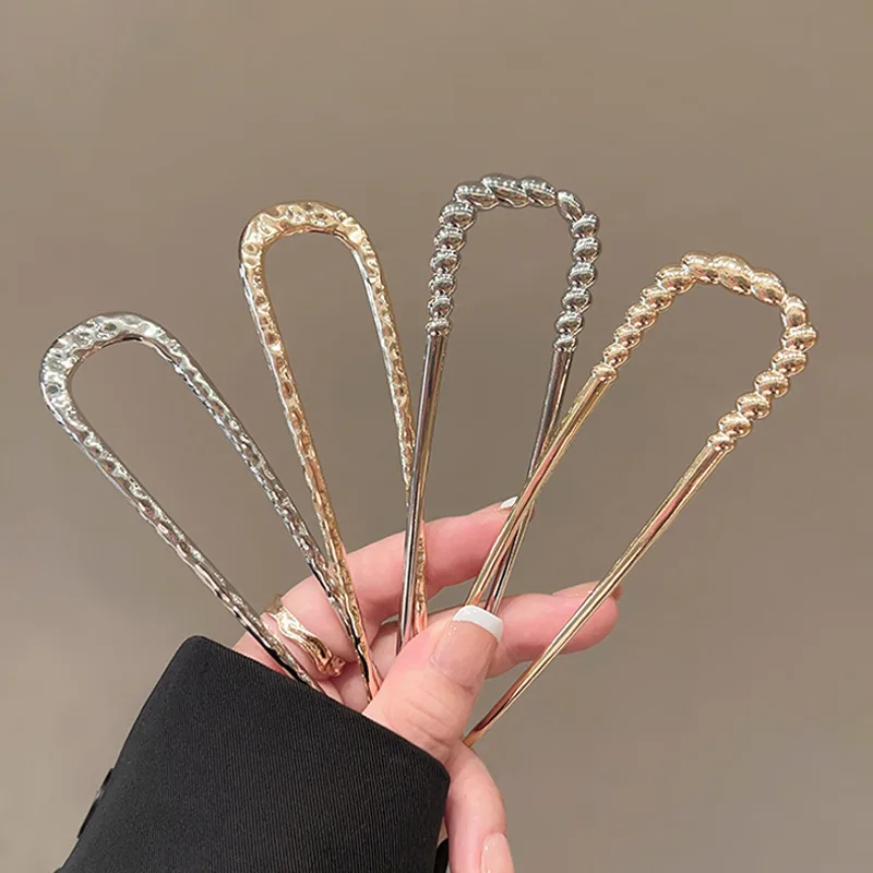 Metal U Shape Hair Pin for Bun Maker Vintage Chinese Style Alloy Hair Accessory for Women with Smooth Finish and Comfortable Fit