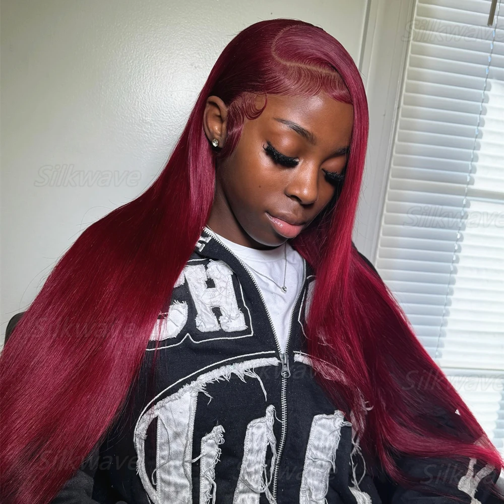 

Прямые парики из натуральных волос Bone Straight 99J Burgundy 13x6 HD Lace Frontal, 30 дюймов, винно-красного цвета, парик с кружевной передней частью 13x4 для женщин.