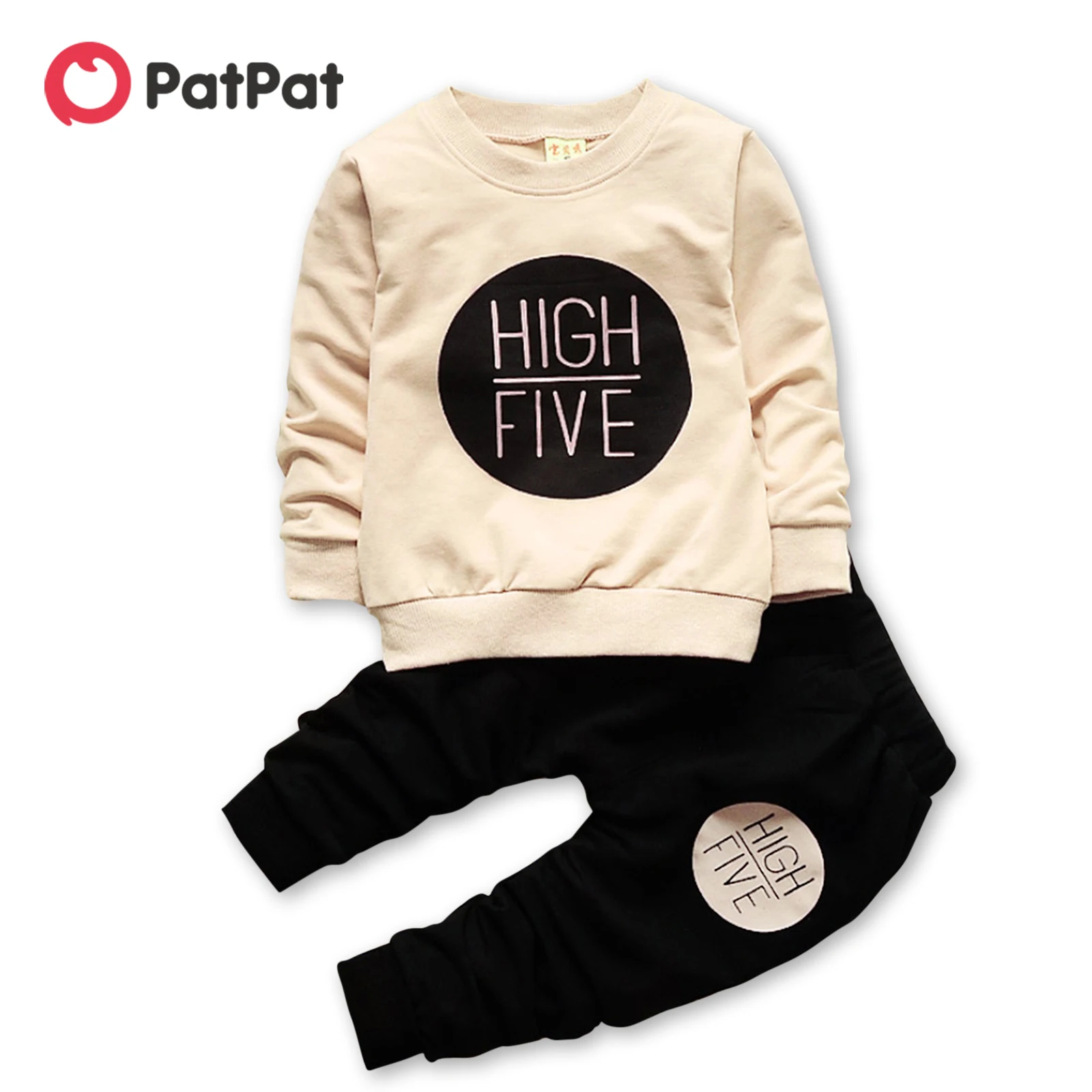 

PatPat 2-piece Toddler Boy/Girl Letter Print Pullover and Black Pants Set