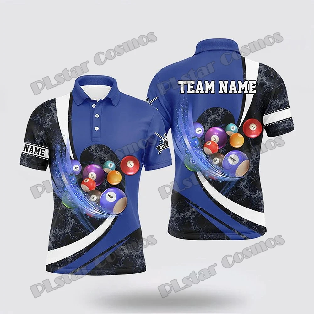 PLstar Cosmos Purple Legends Billiards Personalized Name 3D Printed Men's Polo Shirt Summer Unisex Casual Polo shirt WK213