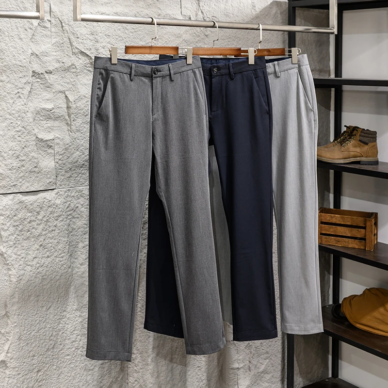 

American Style High Elastic Acetate Modal Fabric Business Casual Pants Men's Long Trousers Fashion Urban Youth Daily Autumn W...