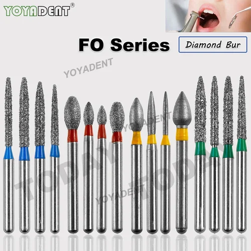 Fresas dentales tipo FO, fresas de diamante Dental FG 1,6mm para pieza de mano de alta velocidad, fresas de pulido, herramienta de dentista, 10 Uds.