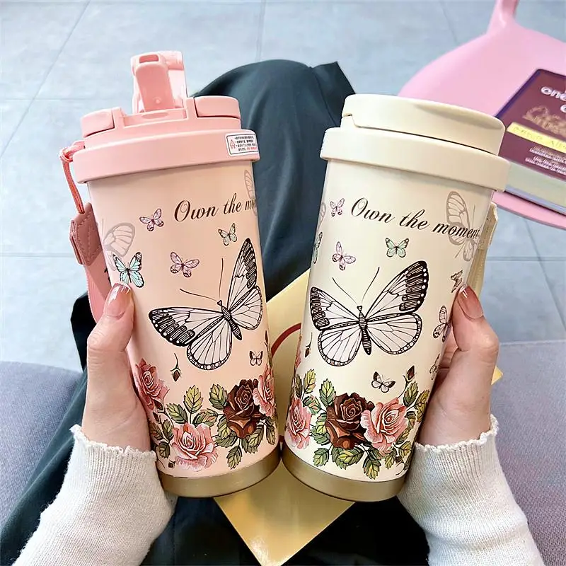 Portable Insulated Tea Separator Water Bottle Office Use Carry-On Straw Dual Drinking Coffee Accompany Cup  Style Stainl...