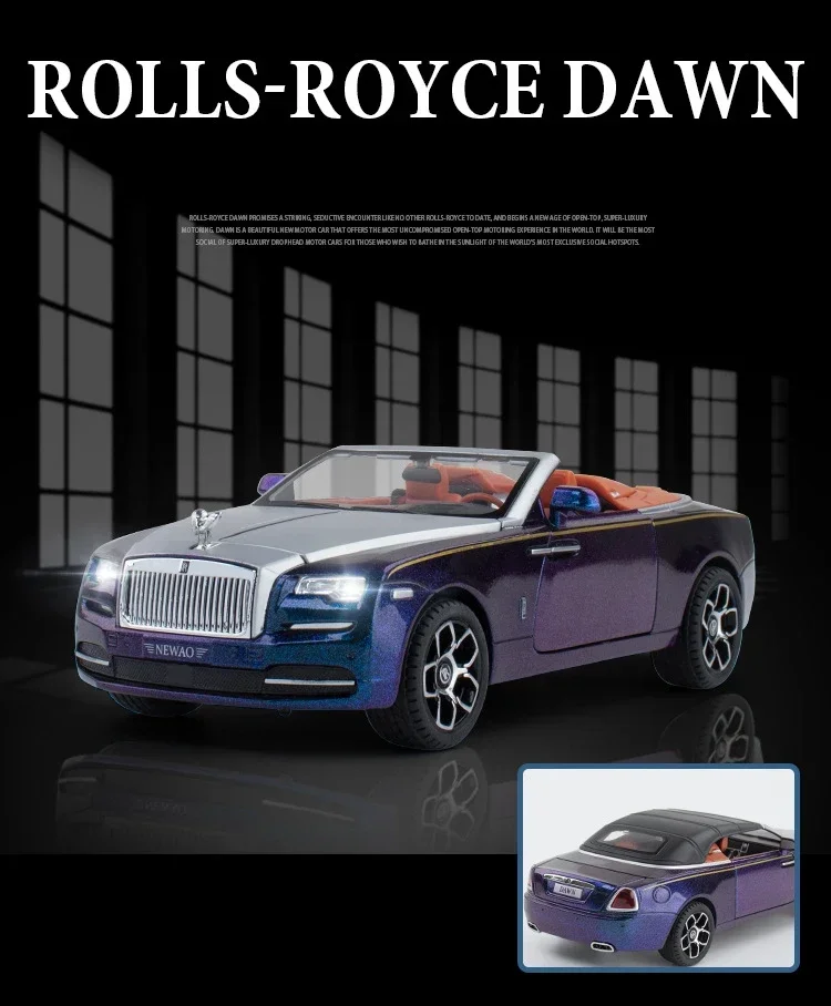 

1:24 Rolls Royces Dawn Alloy Luxy Car Model Diecasts Metal Toy Vehicles Car Model Simulation Sound and Light Childrens Toys Gift