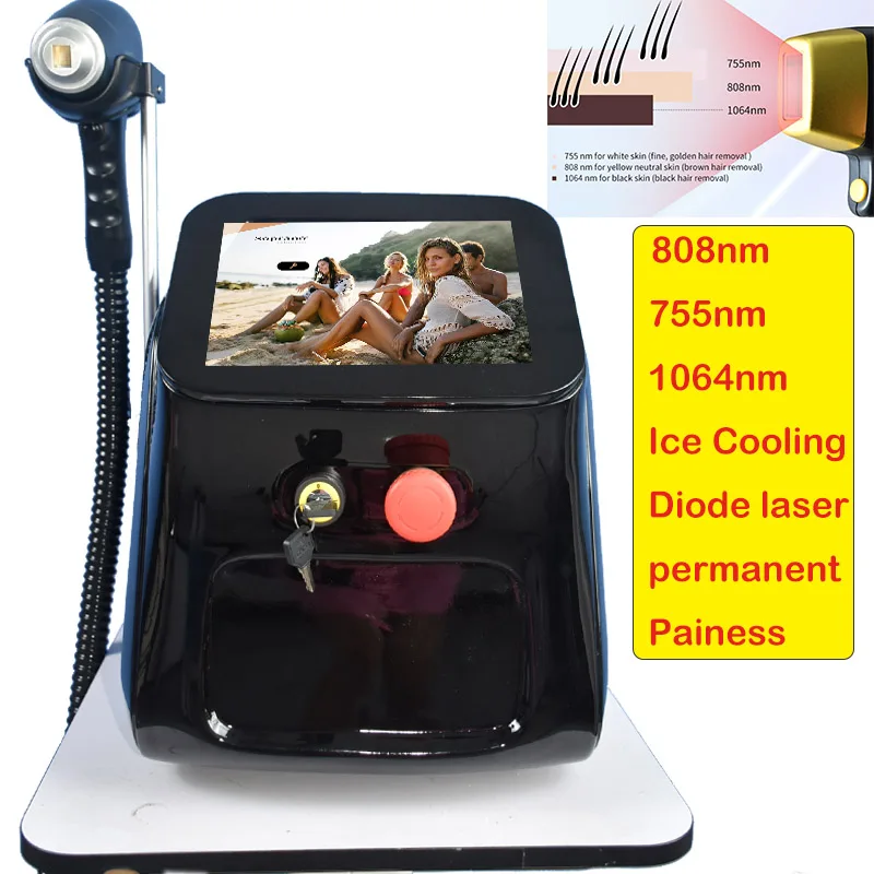 CE Desktop Ice Platinum Titanium Painless Touch Screen 10 Bars Air Cooling DiodeHair Removal Machine