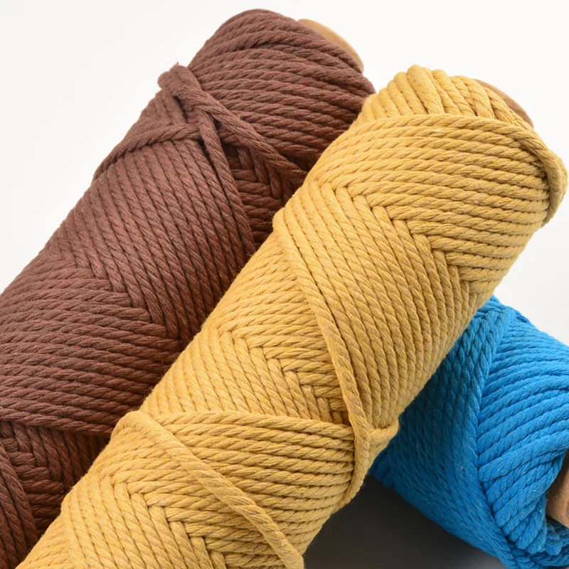 4mm 50Meters Macrame Cotton Cord Colorful DIY Crafts Macrame Supplies Rope for Handwork Wall Hanging Tapestry Home Decoration