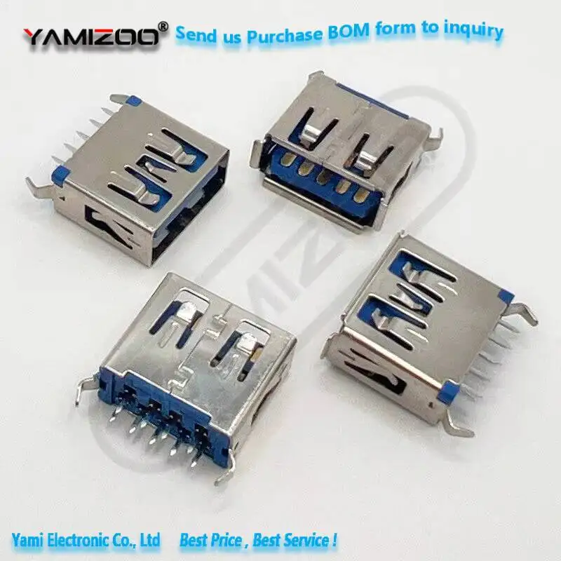 10 Stück USB-Buchsenstecker 3.0 AF 180 Grad 11,5 mm hoch 9-polig gerade/winkelig/flach/gebogen vertikaler Stecker – Detail 4