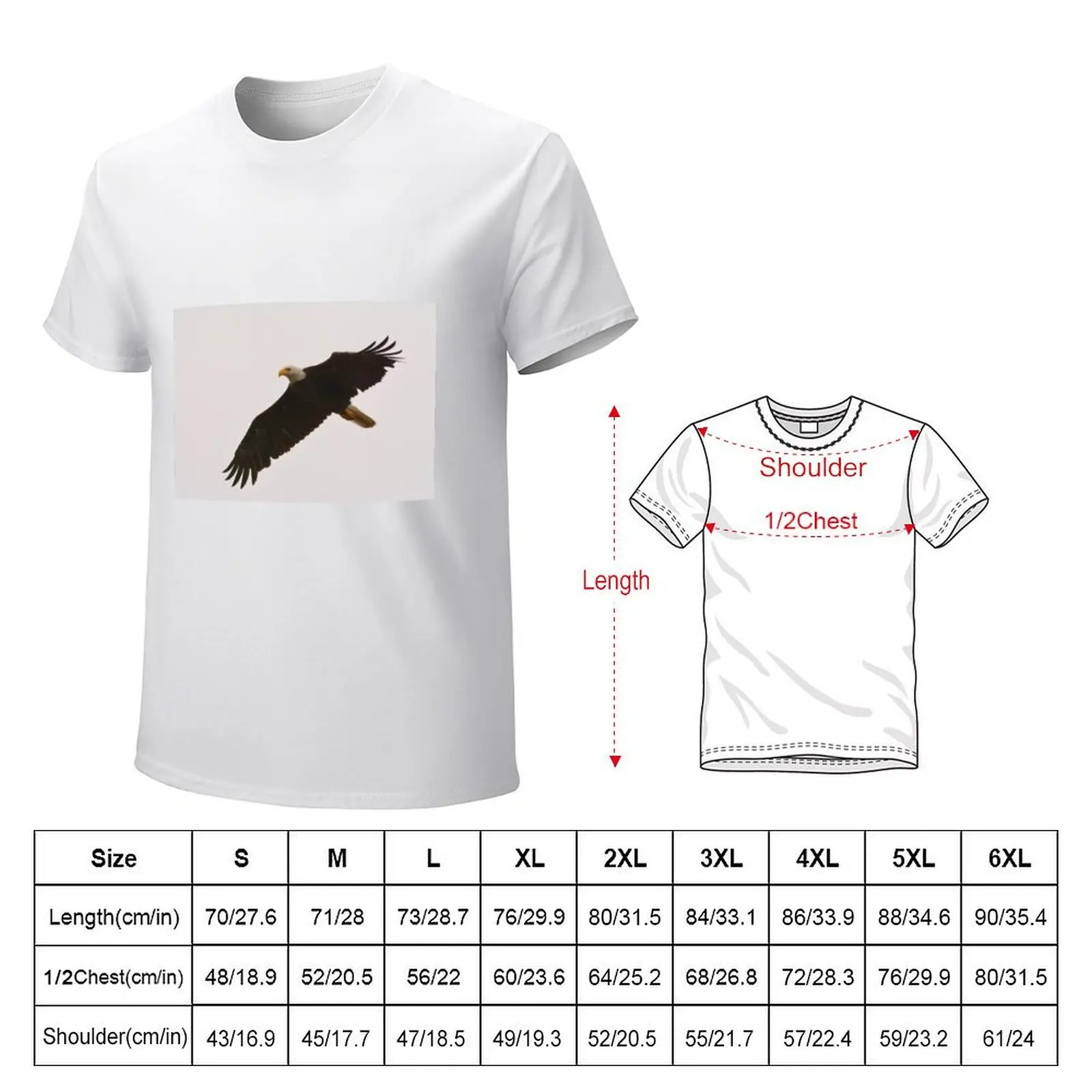 Bald Eagle in flight against an overcast sky T-Shirt Aesthetic clothing funnys sports fans graphics plain white t shirts men