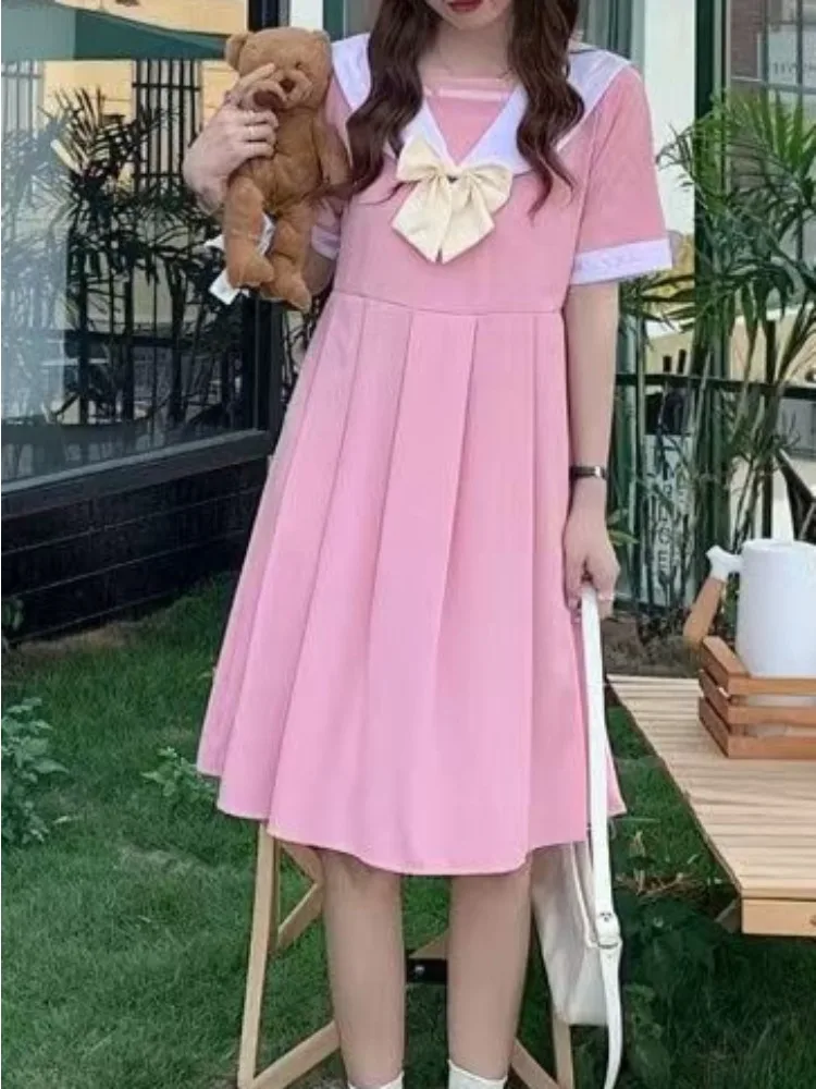 Evening Party Retro Korean Fashion SpringJapanese Vintage Short Sleeves Women Cute Lolita Elegant Midi Dress Sweet Slim Dresses