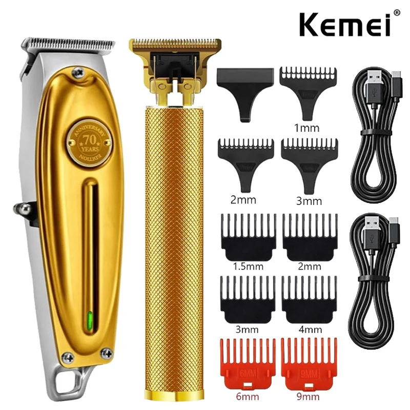 Kemei KM-1949 Electric Barber Full Metal Professional Hair Trimmer Set for Men Beard Hair Clipper Finishing Hair Cutting Machine