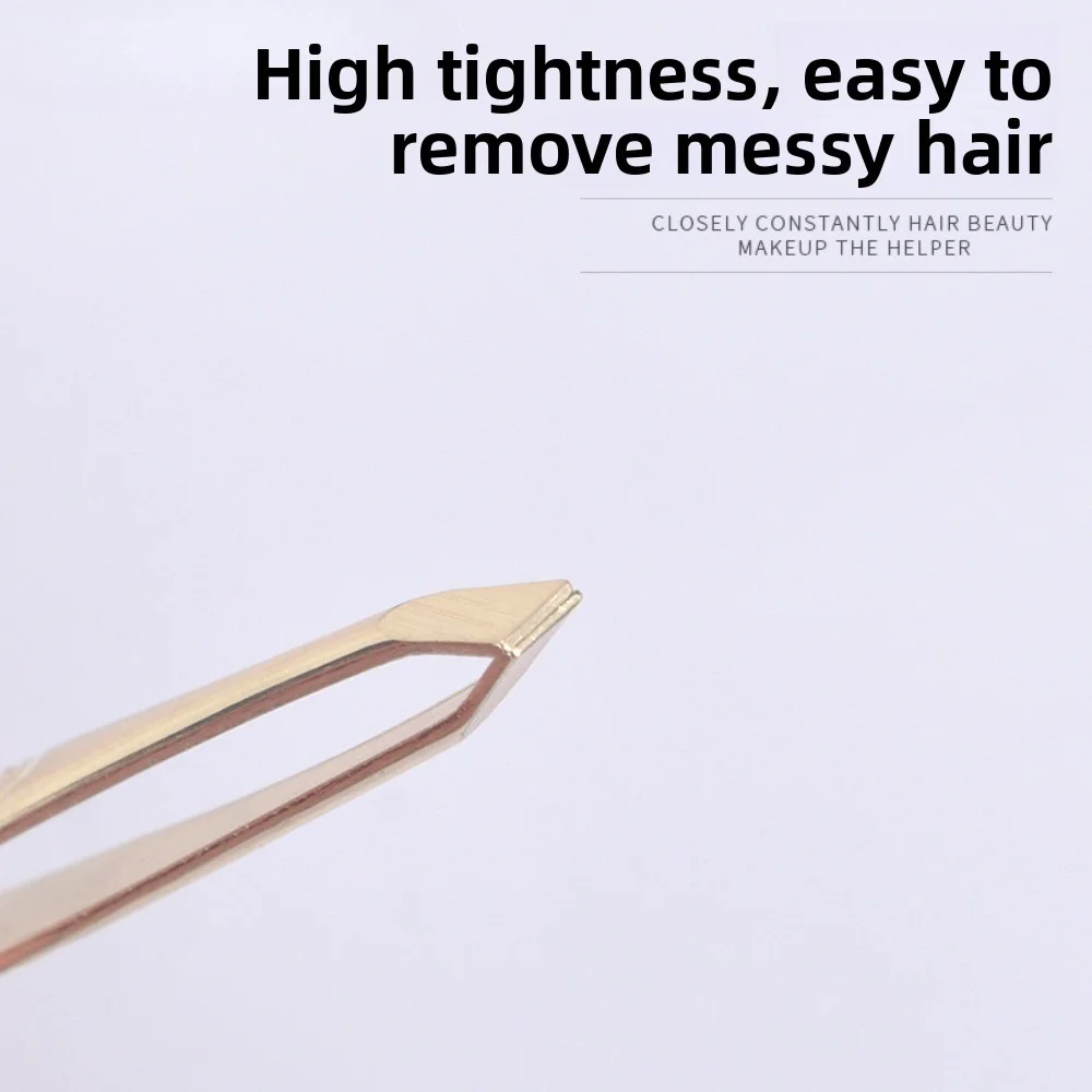 Pinzas para cejas de acero inoxidable dorado, con estilos planos y oblicuos, pinzas para desplumar cejas y barba, herramientas