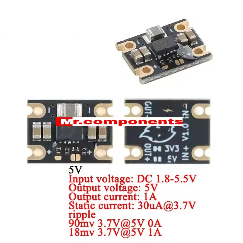 1Pcs TPS63802 Mini Lithium Battery Boost Buck Output Module DC 1.8-5.5V to 3.3V/5V 2A/1A Step UP Down Power Converter Board