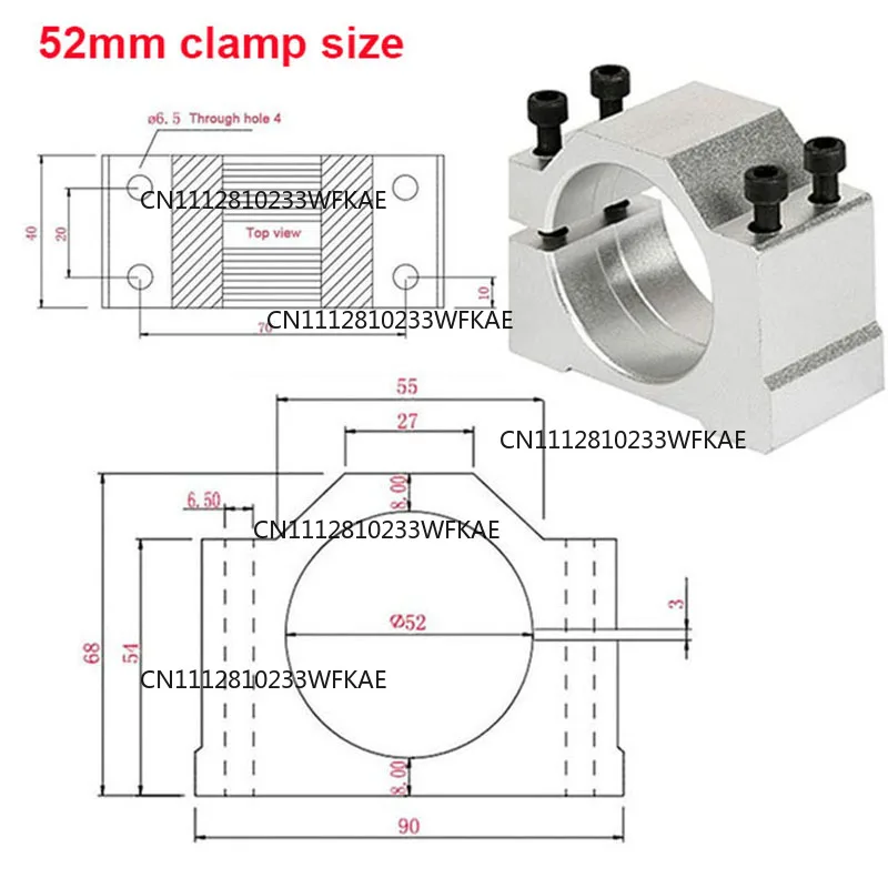 38/40/42/44/45/46/52/55/65/80mm Aluminum Spindle Clamp Motor Bracket with 4pcs Screw for CNC Engraver Router Machine Motor Mount