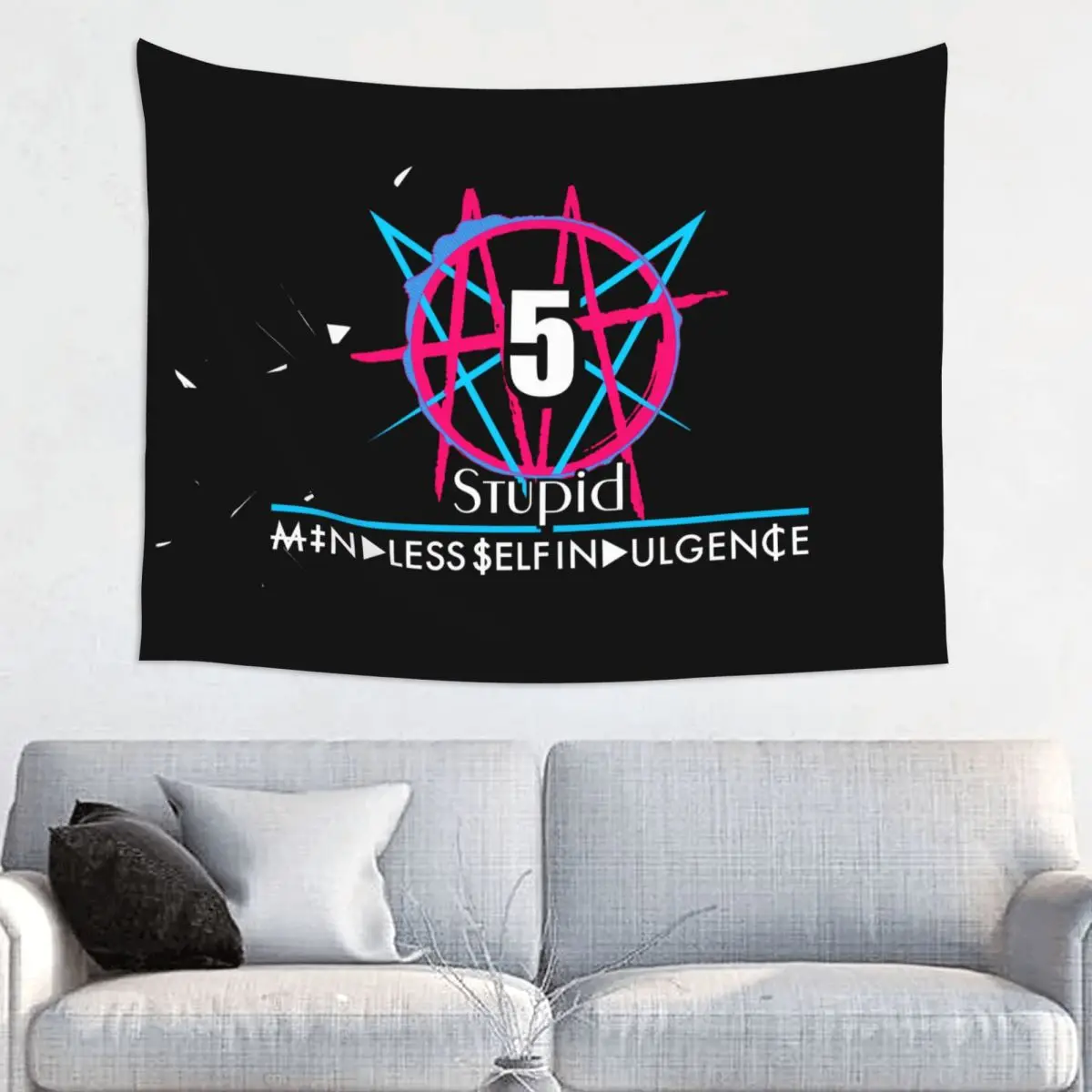 Custom Msi Mindless Punk Rock Self Indulgence Tapestries for Bedroom Dorm Electro Hippie Wall Hanging Tapestry Home Decoration