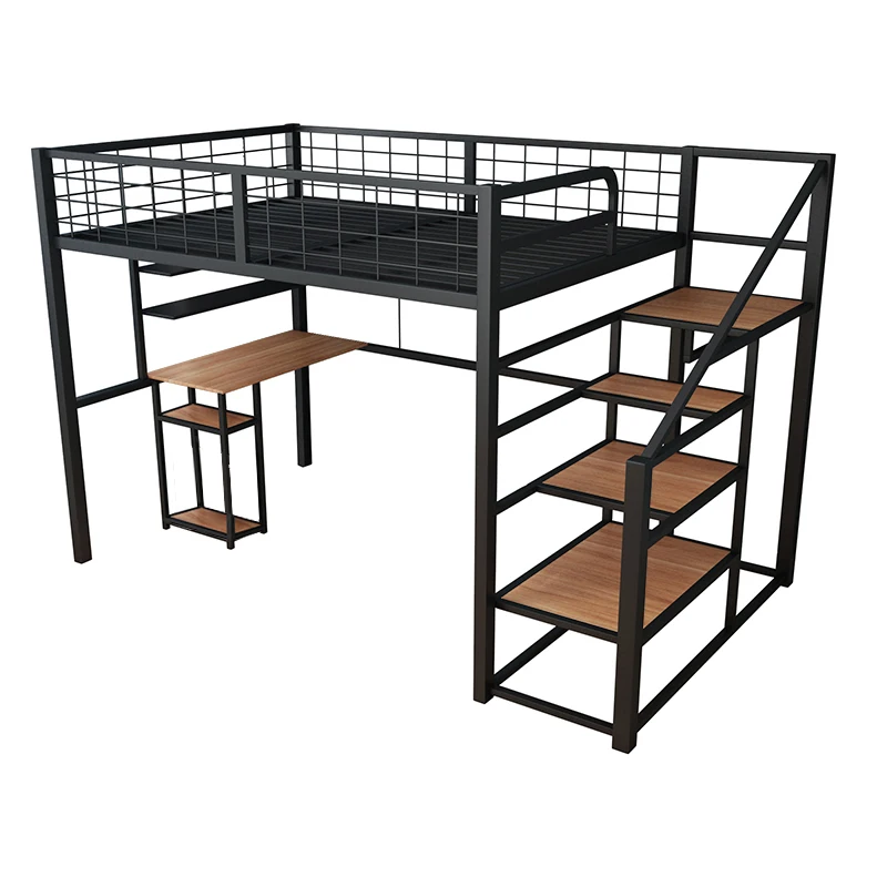 The upper layer of wrought iron elevated sheets is simple and modern. The combination of high and low bunks saves space