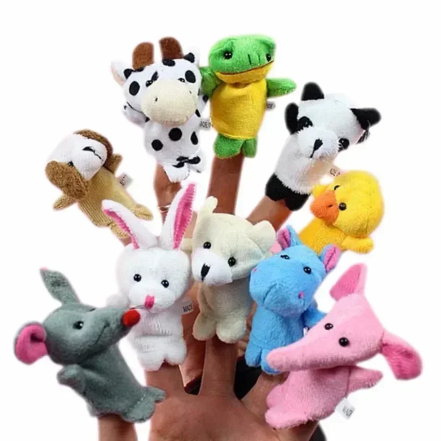 Fantoche animal biológico dos desenhos animados, fantoche de mão storytelling, brinquedos de pelúcia, bonecas do favor do bebê, presente engraçado do Natal para crianças, 1 5 10pcs