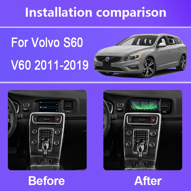 8.8 Inch For Volvo S60 V60 2011-2019 Android 12.0 Octa Core 8G+256G Car Multimedia Player Stereo Receiver Radio GPS 4G+Wifi