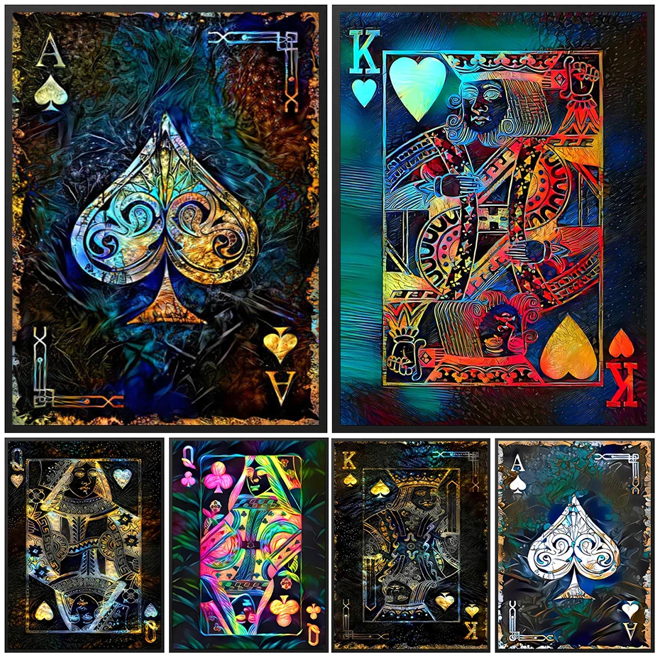 

Graffiti Poker Wall Art Canvas Painting, Gambling King, Las Vegas Posters and Prints,Nordic Living Room Pictures,Home Decor Gift