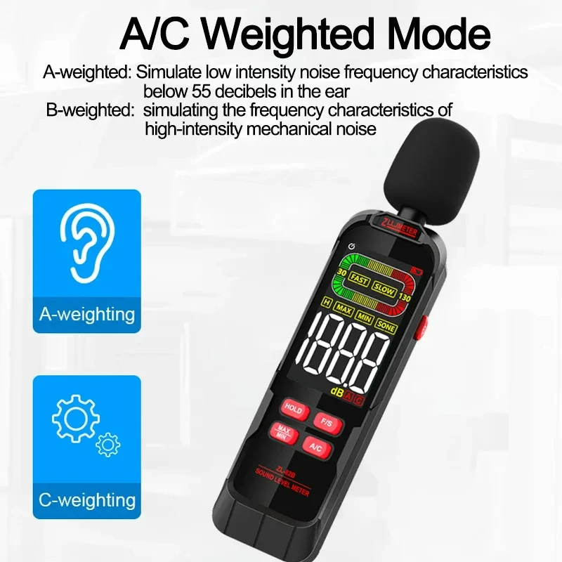 USB Charging 30-130dB A/C Weighted Digital Sound Level Meter Battery/Rechargeable Handheld Decibelimetro Decibel Noise Meter