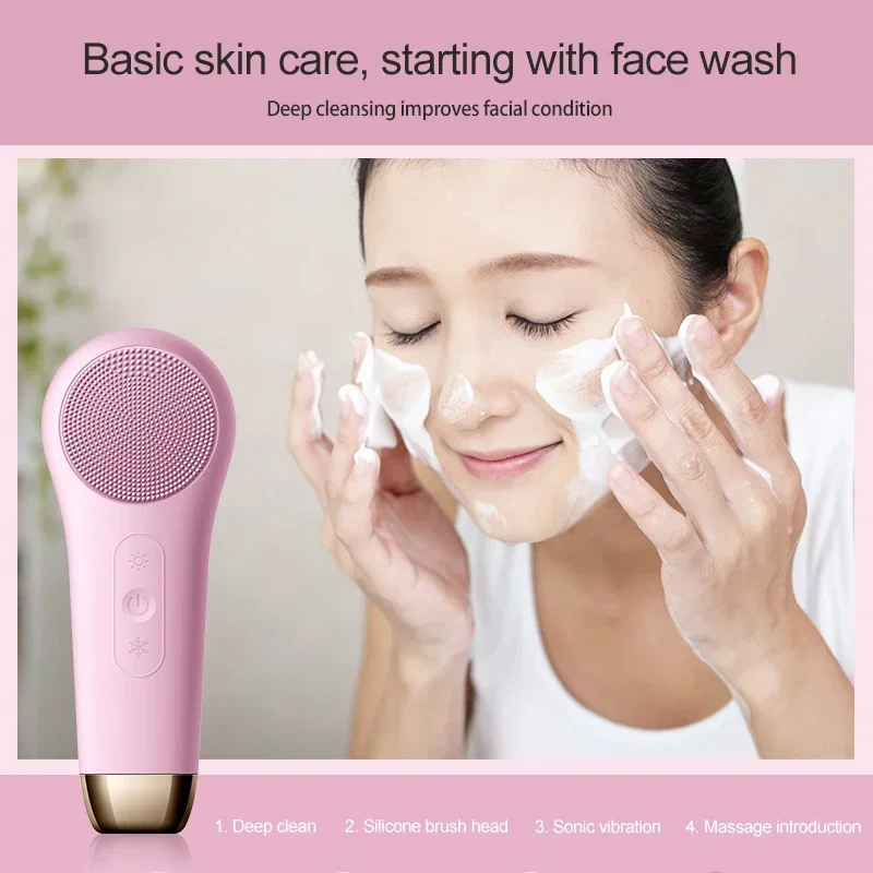 Electric Facial Cleansing Brush Ultrasonic Vibration Face Cleanser Deep Pores Blackhead Silicone Cleaning Washing Skin Massager