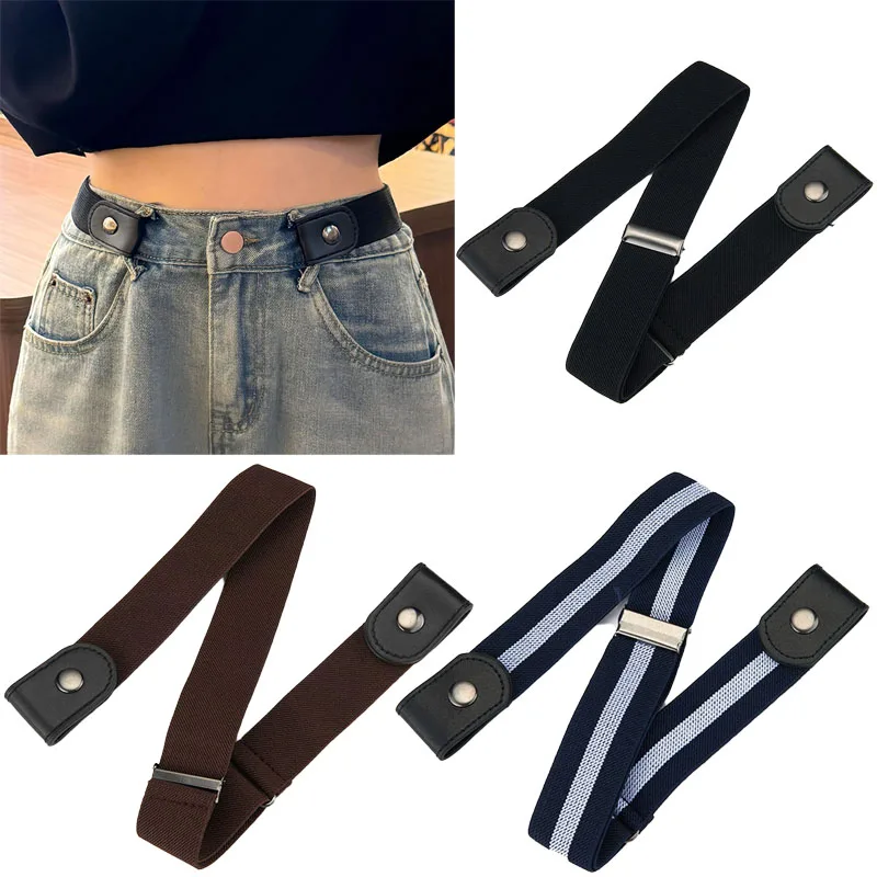 New Women's Elastic Waist Band Adjustable Versatile Leisure Jeans Belt No Buckle Easy To Wear Waist Support Invisible Belt