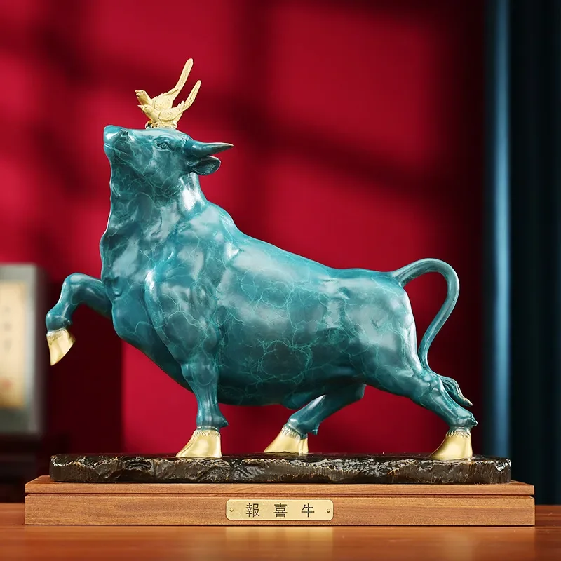 Color Copper Annunciation Cow Ornament Home Magpie Ornament Living Room Office Copper Cow Opening Gift Ornament