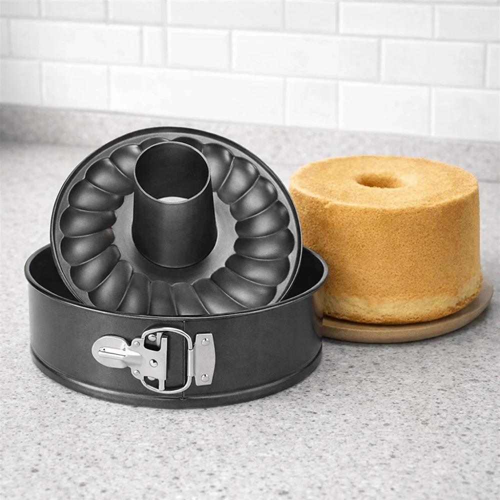 2 in 1 7 in Chiffon Cake Pan Detachable Bottom with Buckle Springform Cake Pan Carbon Steel Non-stick Cheesecake Mold Kitchen