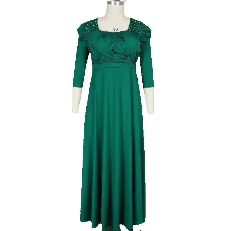 

2026 New Fashion African Party Dress for Women Elegant Turkey Muslim Maxi Evening Gown Half Sleeve Wedding Dress