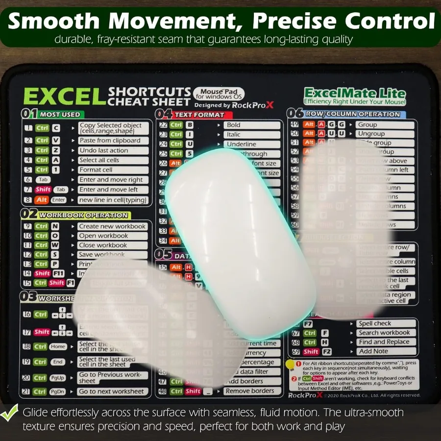 Excel Cheat Sheet Desk Pad Shortcuts Mousepad for Excel PC Office Spreadsheet Mouse Mat مع نصائح لوحة المفاتيح قصيرة Cheatsheet #3