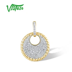VISTOSO Pure Gold Pendants For Women 14K 585 Yellow Gold Flower Sparkling Diamond Round Shape Wedding Party Fashion Fine Jewelry