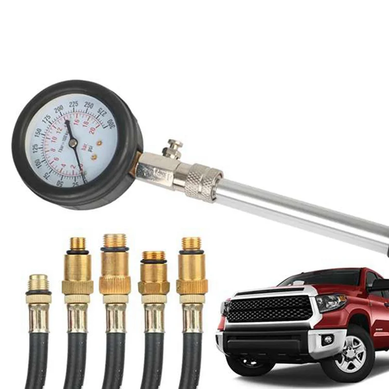 

Car Motorcycle 0-300Psi Gasoline Engine Compression Tester Auto Petrol Gas Cylinder Pressure Gauge Tester-T61C
