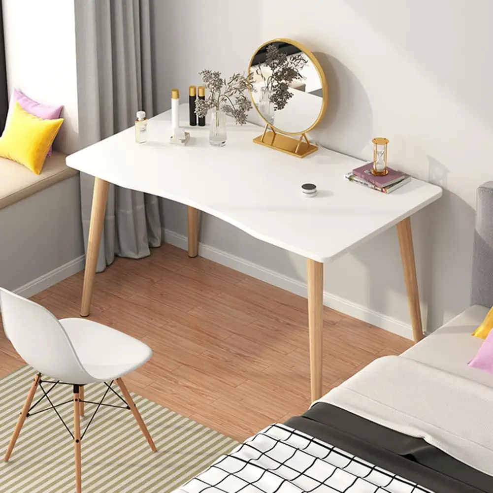 Computer Desk, Clear Texture Nordic Style Home Office Desk, Non-slip Feet Pad Student Wood Writing Table With Ergonomic Edge