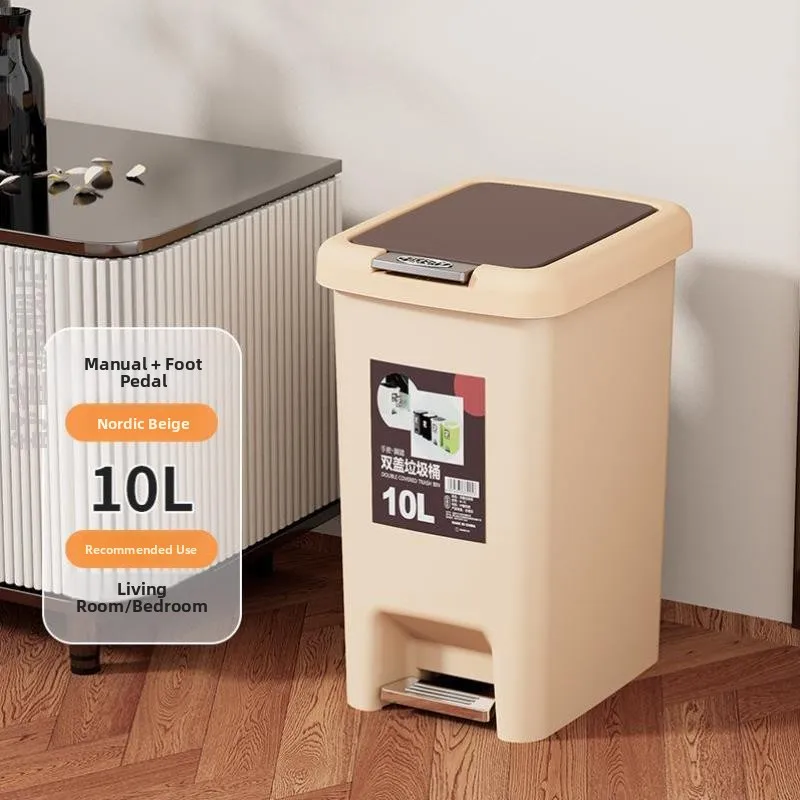 

Large Capacity Foot Pedal Waste Bin Kitchen Bathroom Restaurant High Grade Paper Trash Can for Bending over Classroom