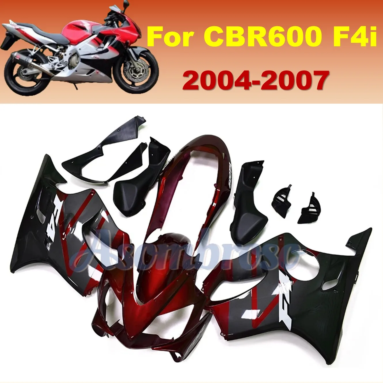 Carenado de repuesto Honda CBR600 F4i 2004 2005 2006 2007 CBR 600 F gris rojo moldeado por inyección Moto bicicleta carrocería Shell