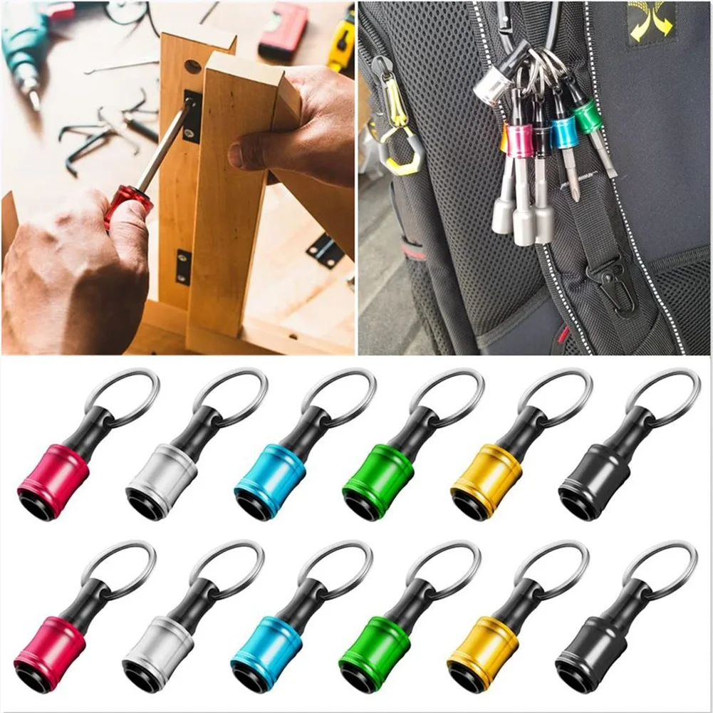 

High Quality-Drill Bit Holder 1/4 Inch Hex Shank Keychain Extension Bar Aluminum Alloy Magnetic Pivot Screwdriver Bits Holder Se