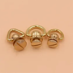 1pc D-Ring Triangle-ring Design Brass Ball Stud Rivets W/screws 360 Degree Rotate Head Spikes Buttons Leather Handbag Decoration
