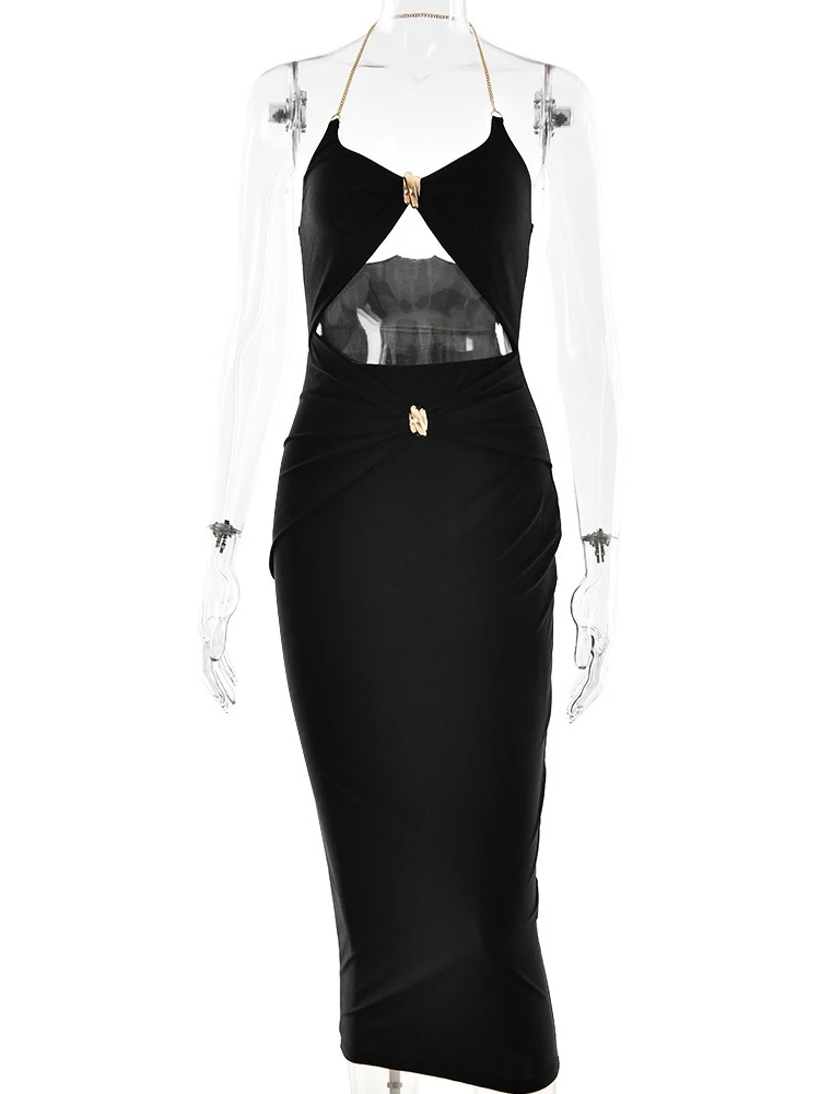 XIAOTANG Ausschnitt Off-Schulter Sexy Maxikleid Damen Sommermode Trägerloses ärmelloses rückenfreies figurbetontes Club-Party-langes Kleid