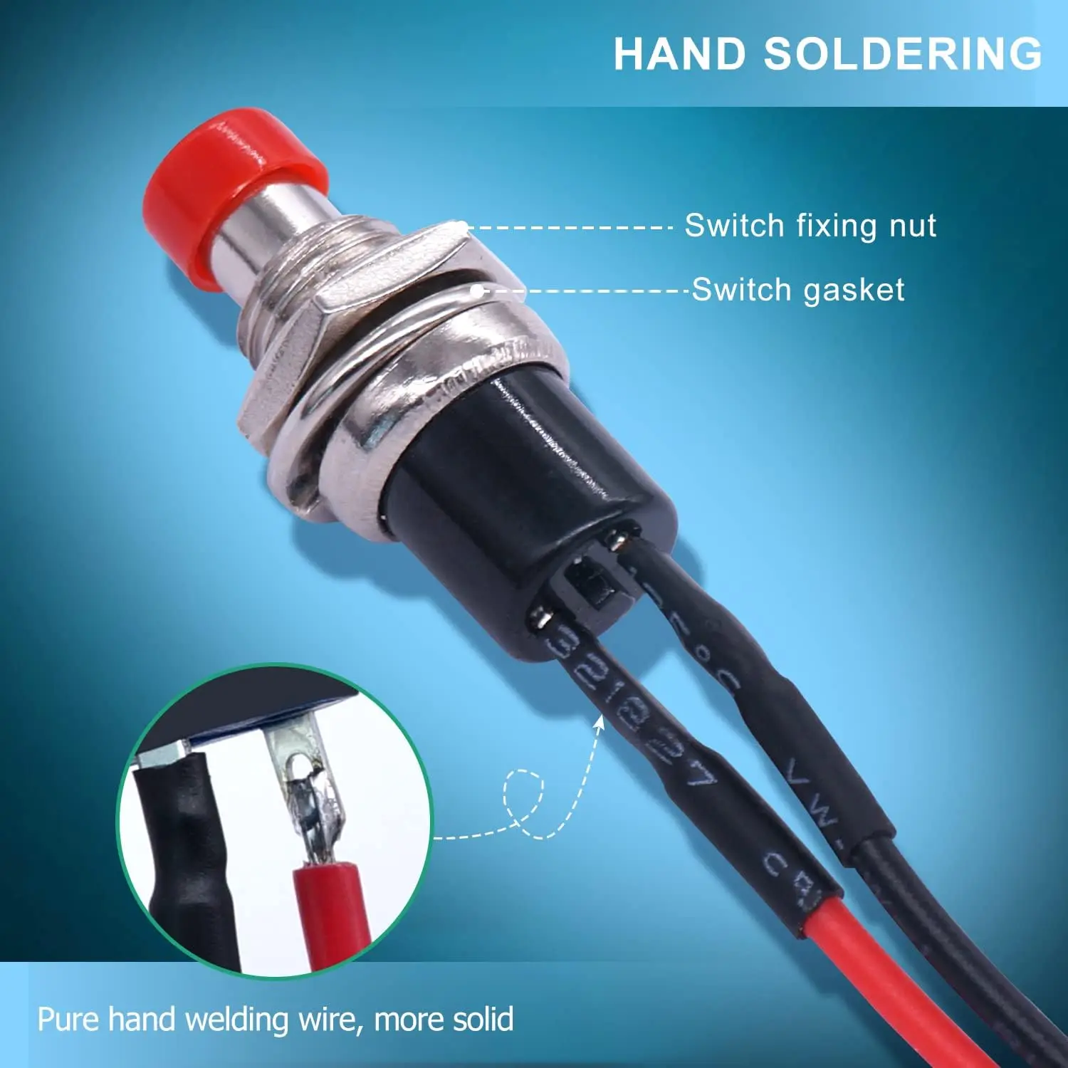 12PCS 12V 250V Momentary Push Button Switch 2 Pins SPST 7mm Normal Open 1A Mini Round Button Switch with Pre-soldered Wires image 3