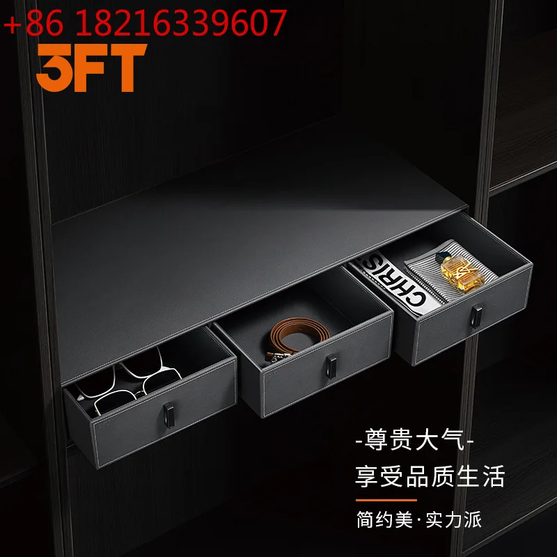 صندوق تخزين جلدي عالي الجودة، خزانة ملابس حديثة، صندوق تخزين تصنيف المجوهرات اليدوية #1