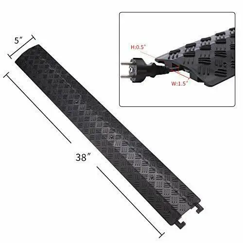 1 Piece - Floor Cord Cover Cord Protector Drop Over Drop Trak Cable Ramp for Office Warehouse - Black