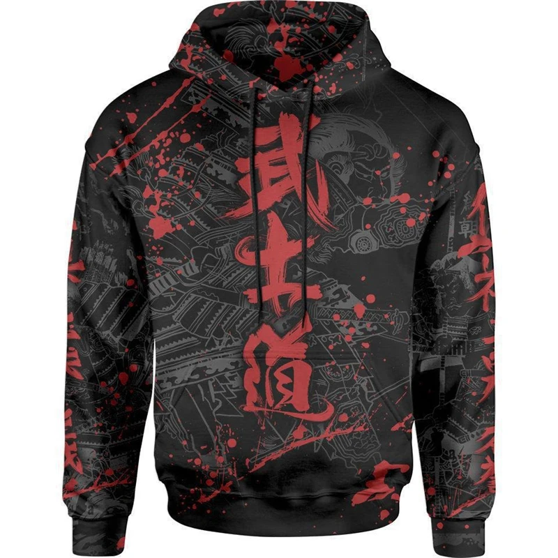 Japanese Bushido Sweatshirt Unisex Long Sleeve Pullover Loose Hoodie 3D Print Personality Graphic Hip Hop Streetwear Hoodies