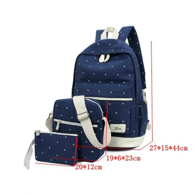 3 Pçs/set Canvas Escola Mochila para Grils Adolescente Mochila de Viagem Malas