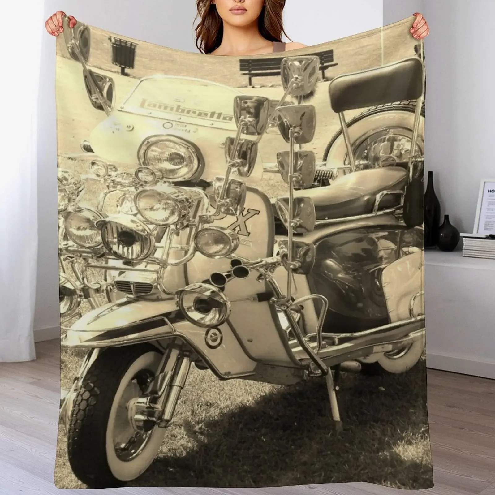 

Lambretta Scooter Throw Blanket Large Decoratives Nap for winter Blankets