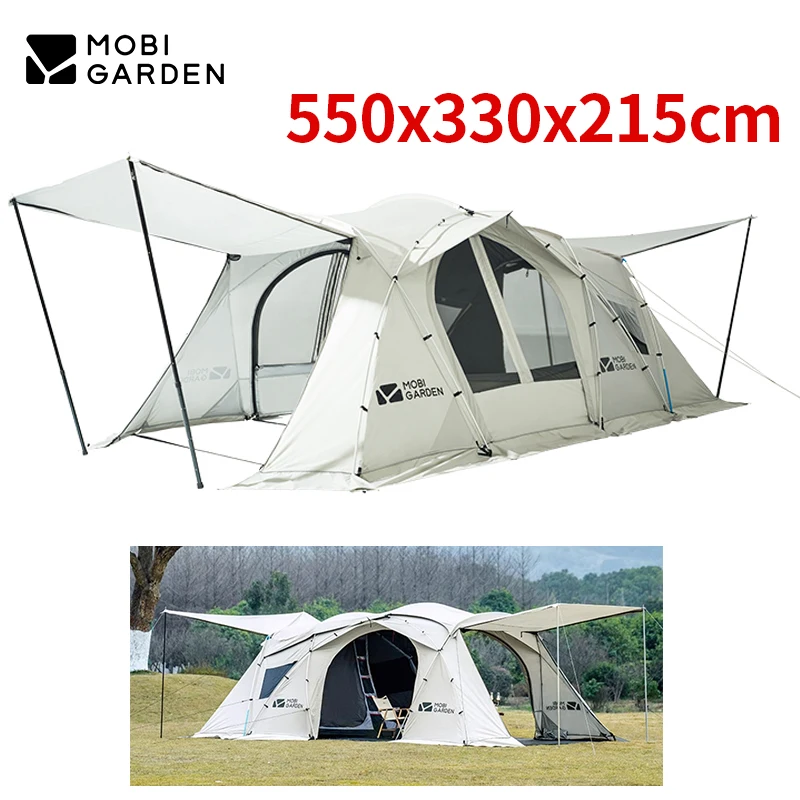 

MOBI GARDEN Holiday Sky Tent Large Space 150D 4-8 Person Tunnel Family Outdoor Camping Picnic Black Coated Sunscreen Tent 19㎡