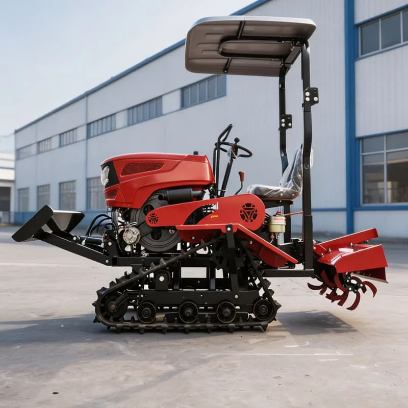 Customized 2026 New Small Farm Ploughing Machine, Ride-on Tracked Rotary Tractor, Durable Mini Cultivation Equipment view 3