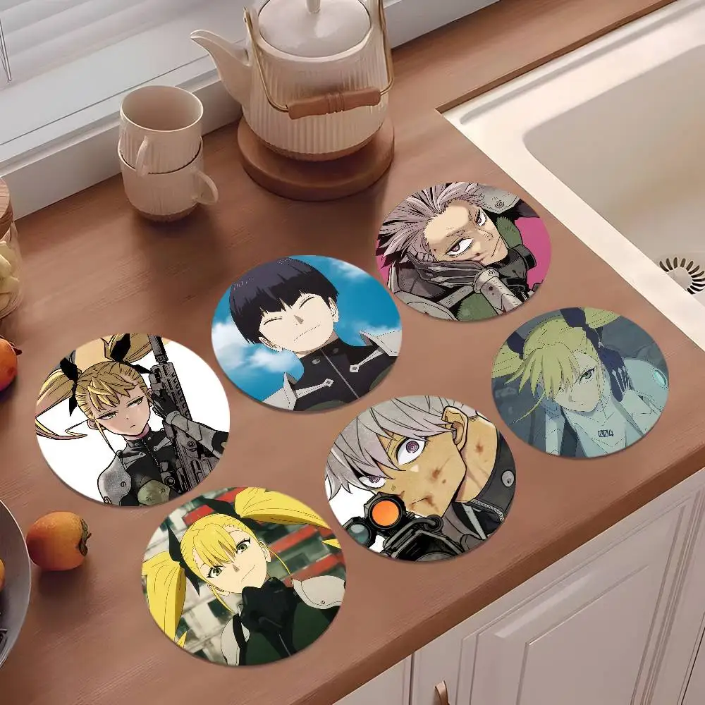 1 pieza Kaiju No. 8 posavasos con personajes de anime, redondos de madera de 10 cm, adecuados para bebidas, té, café, hogar, regalo, días festivos