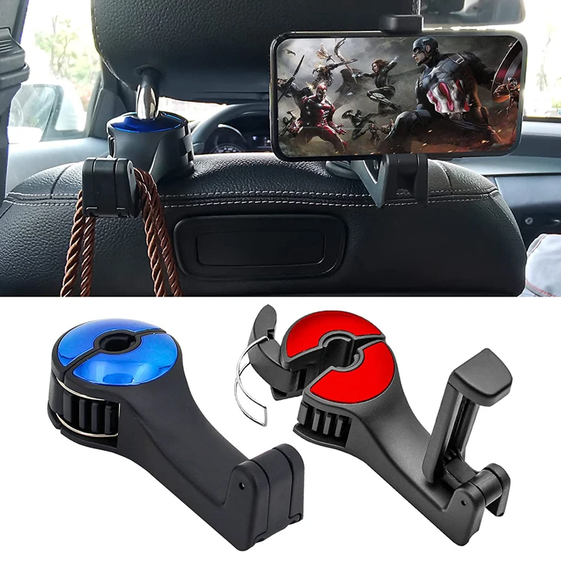 

2 in 1 Car mounted hook black phone holder hook multifunctional car lock type phone holder creative rear headrest hook car unive