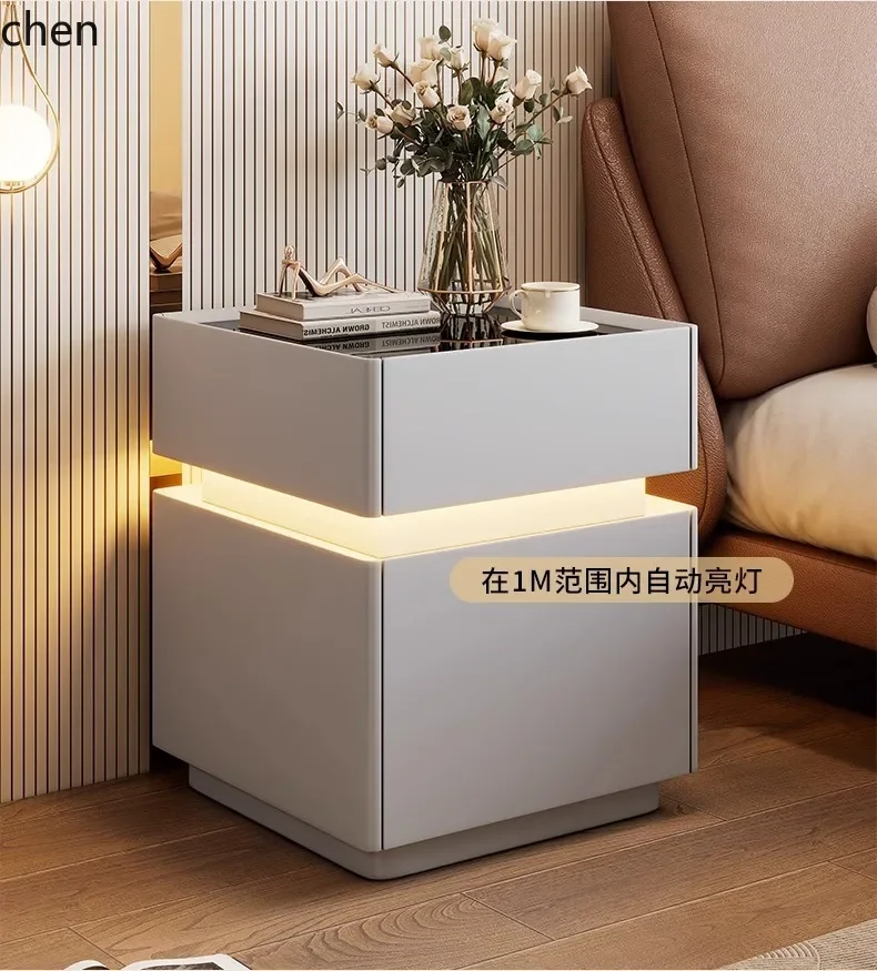 BB  intelligent all-solid wood bedside table, fingerprint lock, safe, bedroom bedside storage cabinet